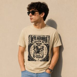 Levi’s Graphic Beige T-Shirt – Premium Export Stock | Eagle Print Tee | Size L